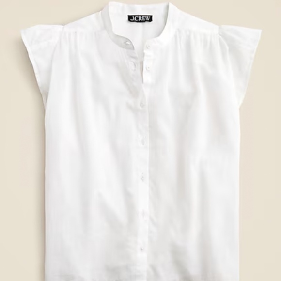 NWT J. Crew XS Flutter Sleeve Buttoned Blouse Cotton Voile - Picture 1 of 3